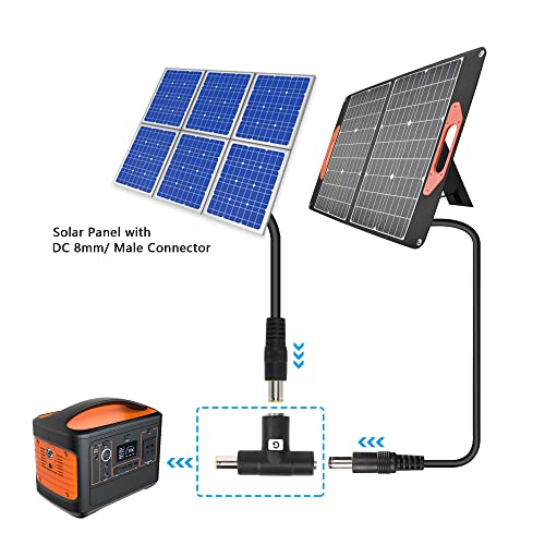 PNGKNYOCN DC 8mm Y Branch Adapter,DC 7909 Male to DC 7909 Female and DC 5521 Splitter for Solar Panel RV Portable Power Station Solar Generator and More（2-Pack）