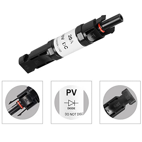 PNGKNYOCN Solar PV Connector,IP67 Waterproof 1000V 20A Male to Female Anti-Reverse Diode Photovoltaic Connector for Solar Panel