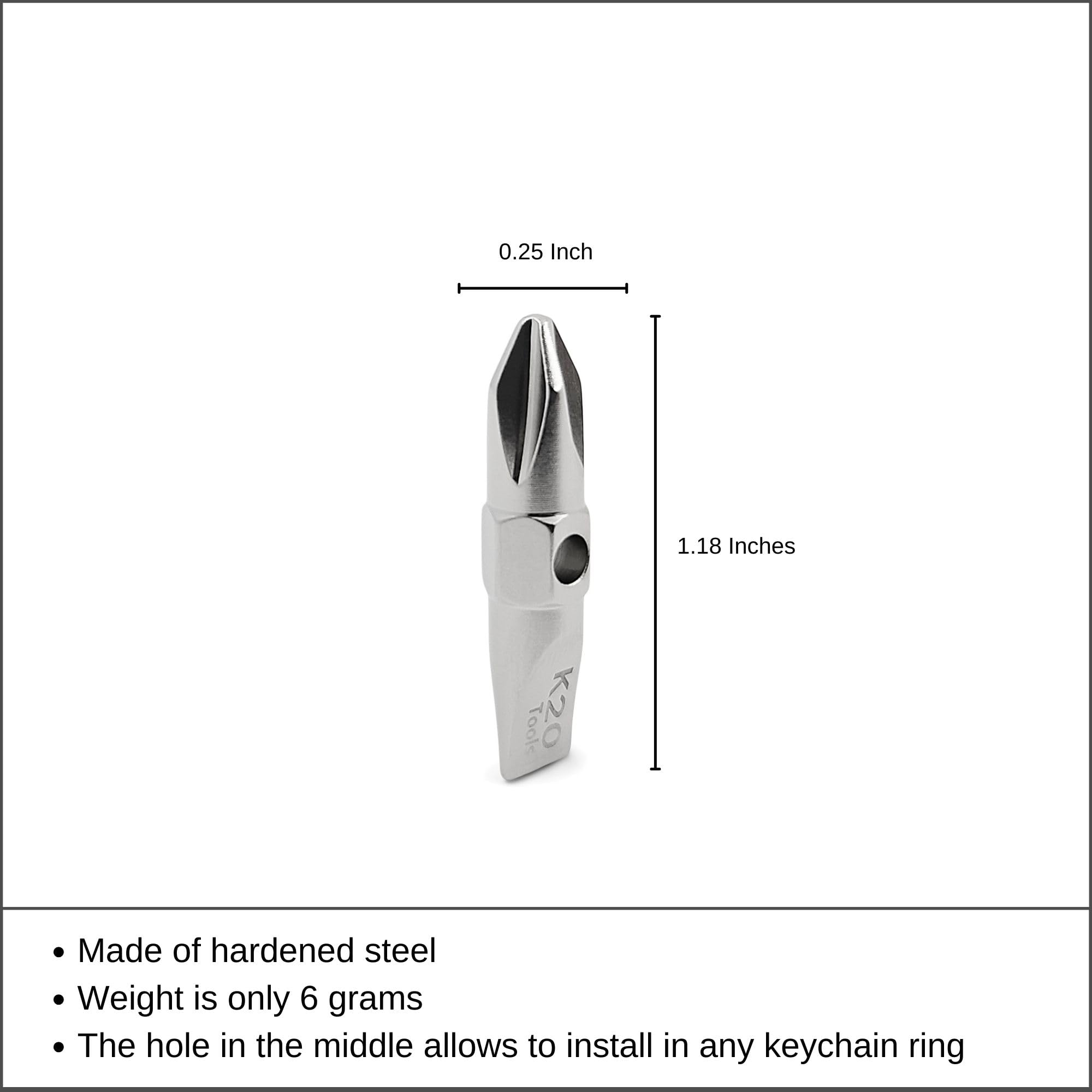 Keychain Screwdriver Bit with Phillips and Flat Head - Small Pocket EDC Tool (#2)