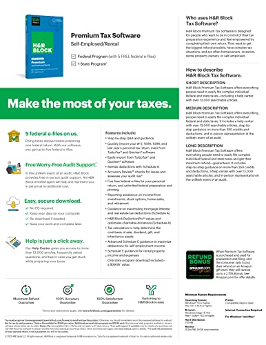 H&R Block Tax Software Premium 2022 with Refund Bonus Offer (Amazon Exclusive) [PC Download] (Old Version)