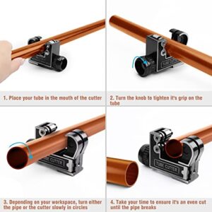 WADEO HVAC Repairing Tools, Air Conditioner Copper Tube Swaging Tool with Expander Drill Bit, Copper Pipe Cutter and Deburring Tool for Copper, Aluminum and Thin Stainless Steel Tube