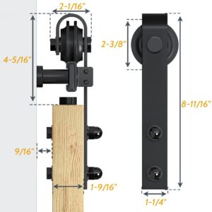 SKYSEN 6FT Barn Door Hardware Kit, Sliding Barn Door Hardware Kit, Barn Door Track, Combination Track- Smooth and Quiet- Easy to Install- Manual Included- Lite Version- Black (J-Lite-5)