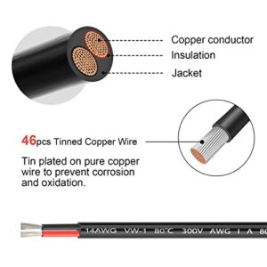 PAEKQ Solar Extension Cord 14AWG 30A Solar Connectors Extension Cable for Anderson Connector, Compatible with GZ Yeti /G500 Explorer 1000 Solar Generator and for Renogy, Boulder 200 Solar Panels 30Ft