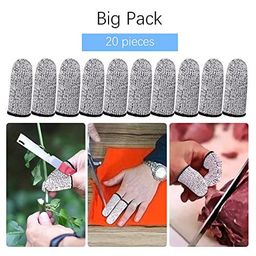 Finger Cots Cut Resistant Protector - 20 Pcs Finger Covers for Cuts, Gloves Life Extender, Cut Resistant Finger Protectors for Kitchen, Work, Sculpture, Anti-Slip, Reusable