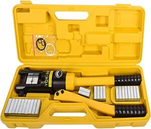 lfgud 16t hydraulic crimping tool 9 awg to 600 mcm battery cable crimping tool 0.87 inch stroke hydraulic lug crimper electrical terminal crimper with 13 pairs of dies