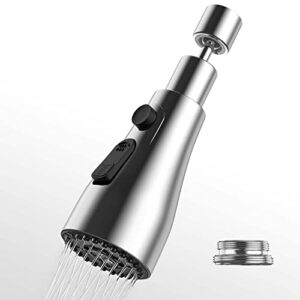 Kitchen Faucet Head Replacement - MUNNAR Pull Down Spray Head for Kitchen Faucet, Kitchen Sink Faucet Replacement Parts, 3 Modes, High Pressure, Big Angle Swivel, M22, M24 Thread Adapters Included