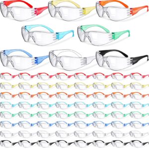 yunsailing 64 pairs clear safety glasses for man woman protective glasses with anti fog lens scratch impact resistant adult color temple wrap eye protection lab shooting construction
