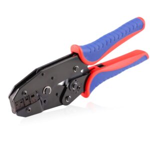 hks crimping tool for non-insulated open barrel terminals & receptacles - ratcheting wire crimpers - awg 20-10 (0.5-6mm²) u-shaped- ratchet terminal crimper - electrical crimping tool