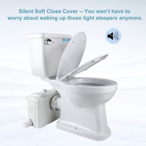 Macerating Toilet, Upflush Toilet For Basement Toilet System, 700w Maerator Pump with 4 Water Inltes, with Toilet Bowl, Water Tank, Toilet Seat, Extension Pipe