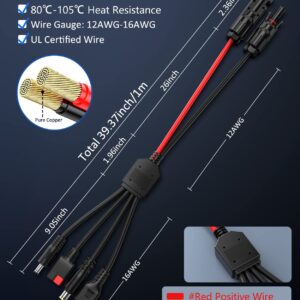 ELECTOP 4-in-1 Solar Panel Connector Extension Cable Splitter, Compatible with Anderson Connector DC 8mm 5.5mm Adapter Power Plug XT60 Female Connector Charger Solar Connectors Parallel Adapter Cable