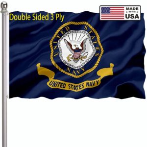 us navy emblem flags 3x5 outdoor double sided 3 ply-united states naval military flag vivid color clear pattern reinforcement sewing durable polyester with 2 brass grommets