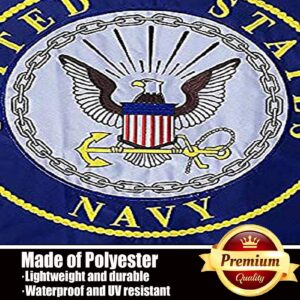 US Navy Emblem Flags 3x5 Outdoor Double Sided 3 Ply-United States Naval Military Flag Vivid Color Clear Pattern Reinforcement Sewing Durable Polyester with 2 Brass Grommets