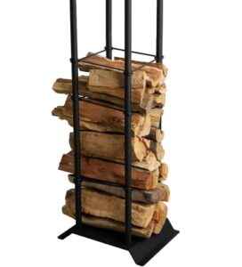 leopo industrial fireplace log holder tower, frame indoor outdoor log holder, heavy duty wood rack for firewood