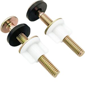 boetoadg 2pcs universal toilet seat bolt and screw set, heavy duty toilet seat hinge bolts with white plastic nuts, metal and rubber washers, replacement parts for top mount toilet seat hinge