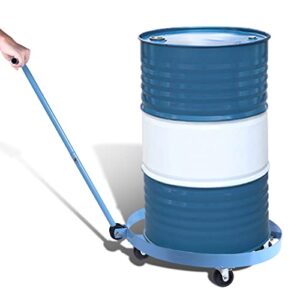aesraou 55 gallon drum dolly 1000 pound heavy duty bucket dolly hand truck multi purpos barrel dolly cart with adjustable handle and 4 swivel casters wheel (blue)