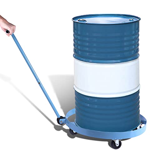 AESRAOU 55 Gallon Drum Dolly 1000 Pound Heavy Duty Bucket Dolly Hand Truck Multi Purpos Barrel Dolly Cart with Adjustable Handle and 4 Swivel Casters Wheel (Blue)