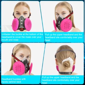 Reusable Respirator Mask with Filters Set - Half Face Cover with 2097 filters Against Organic Vapor/Dust/Chemical/Particle/Pollen/Asbestos Perfect for Spray, Construction, Painting, Sanding Work
