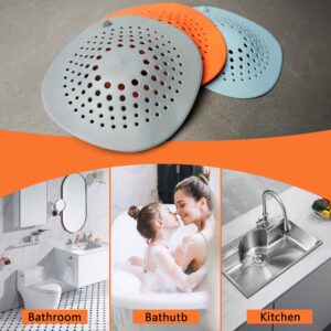 Hair Catcher Shower Drain Cover, 3pc Durable Silicone Tub Hair Stopper with Suction Cup For Bathroom,Kitchen,Home Organization Accessories Must Haves