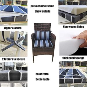 Outdoor Patio Cushions17"X 17"black White grey stripes Waterproof Garden Lawn Patio Furniture Chair Cushions Set of 4 thicken High Density Sponge Filling for Patio Outdoor Furniture decorative cushion