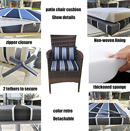 Outdoor Patio Cushions17"X 17"black White grey stripes Waterproof Garden Lawn Patio Furniture Chair Cushions Set of 4 thicken High Density Sponge Filling for Patio Outdoor Furniture decorative cushion