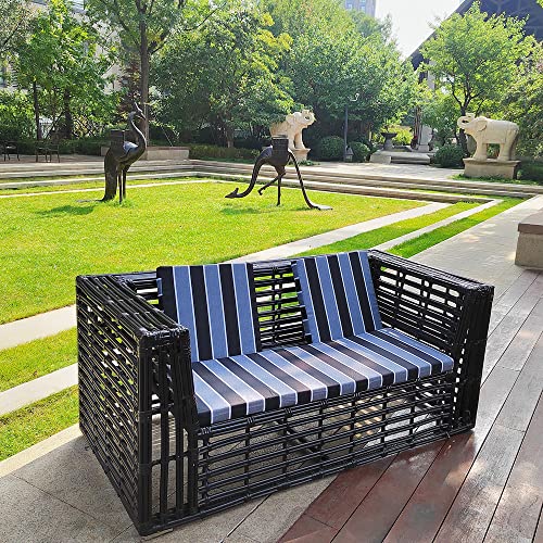 Outdoor Patio Cushions17"X 17"black White grey stripes Waterproof Garden Lawn Patio Furniture Chair Cushions Set of 4 thicken High Density Sponge Filling for Patio Outdoor Furniture decorative cushion