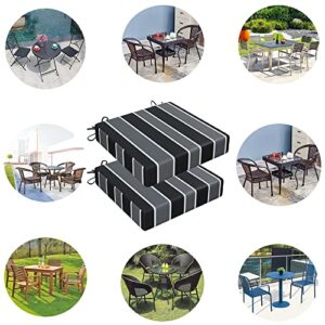 Outdoor Patio Cushions17"X 17"black White grey stripes Waterproof Garden Lawn Patio Furniture Chair Cushions Set of 4 thicken High Density Sponge Filling for Patio Outdoor Furniture decorative cushion