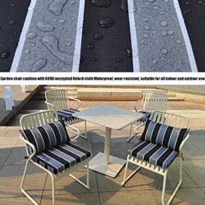 Outdoor Patio Cushions17"X 17"black White grey stripes Waterproof Garden Lawn Patio Furniture Chair Cushions Set of 4 thicken High Density Sponge Filling for Patio Outdoor Furniture decorative cushion