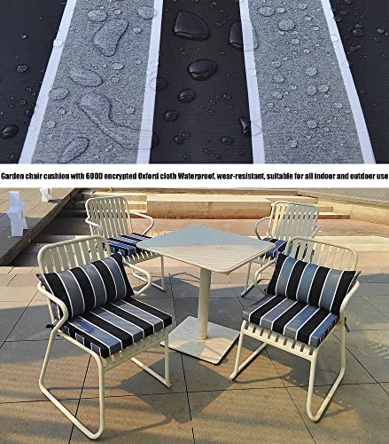 Outdoor Patio Cushions17"X 17"black White grey stripes Waterproof Garden Lawn Patio Furniture Chair Cushions Set of 4 thicken High Density Sponge Filling for Patio Outdoor Furniture decorative cushion