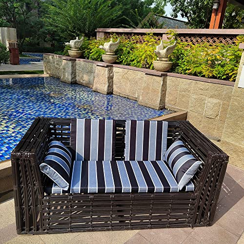 Outdoor Patio Cushions17"X 17"black White grey stripes Waterproof Garden Lawn Patio Furniture Chair Cushions Set of 4 thicken High Density Sponge Filling for Patio Outdoor Furniture decorative cushion