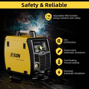 Troozy × Rilon 200A MIG Welder, TIG/Mig/Flux Core/Stick/Aluminum 5 in 1 Welder Machine, Multiprocess Welder with Pulse, 110/220V Dual Voltage DC, Yellow