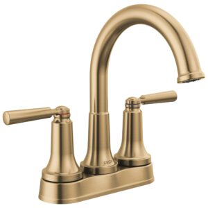 delta faucet saylor gold bathroom faucet, bathroom sink faucet, centerset bathroom faucet for bathroom sink, diamond seal technology, metal drain assembly, champagne bronze 2535-czmpu-dst
