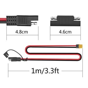 Maixbomr SAE to XT60 Connector Adapter Cable 12AWG,1M/3.3FT SAE to XT60 Female Cable Wire with SAE Polarity Reverse Adapter,for Solar Generator Portable Power Station Solar Panel