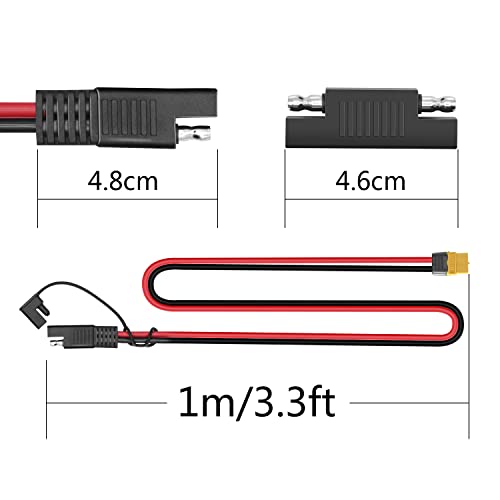 Maixbomr SAE to XT60 Connector Adapter Cable 12AWG,1M/3.3FT SAE to XT60 Female Cable Wire with SAE Polarity Reverse Adapter,for Solar Generator Portable Power Station Solar Panel