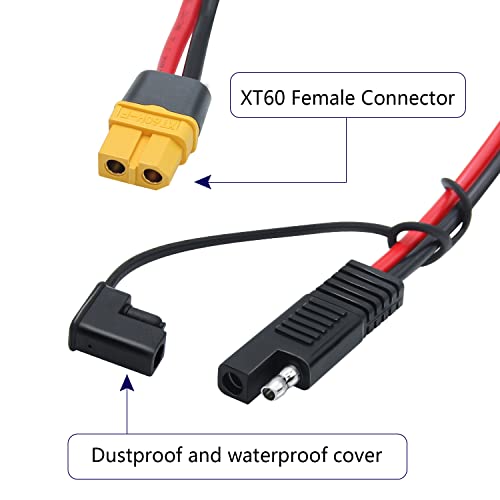 Maixbomr SAE to XT60 Connector Adapter Cable 12AWG,1M/3.3FT SAE to XT60 Female Cable Wire with SAE Polarity Reverse Adapter,for Solar Generator Portable Power Station Solar Panel