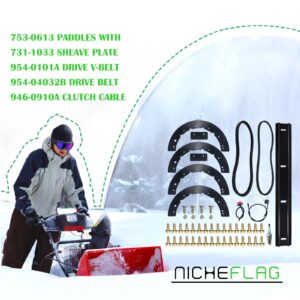 NICHEFLAG 753-0613 Paddles with 731-1033 Shave Plate 954-0101A Belt 954-04032B Belt 946-0910A Cable Replaces 731-0780a, 731-0781a, 731-0782 for MTD 31174C, 31180C, 31181C, 31190C Snowblowers