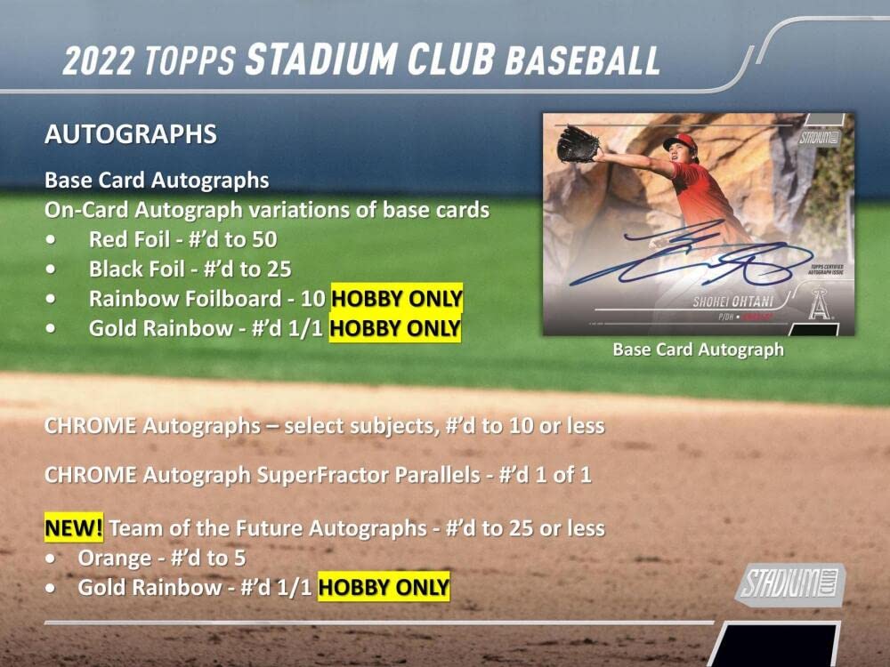 2022 Topps Stadium Club Baseball Hobby Box (16 Packs/8 Cards: 2 Autos)