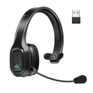 tecknet bluetooth headset with microphone for pc, trucker bluetooth headset with ai noise cancelling & mute button, wireless headset with mic for computer work from home office call center zoom skype