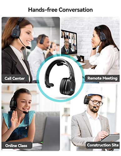 TECKNET Bluetooth Headset with Microphone for PC, Trucker Bluetooth Headset with AI Noise Cancelling & Mute Button, Wireless Headset with Mic for Computer Work from Home Office Call Center Zoom Skype