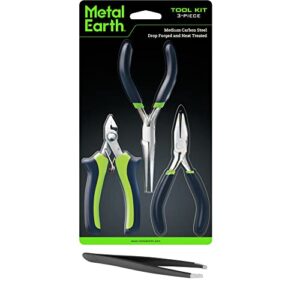 metal earth 3-piece tool set - clipper - flat nose pliers - needle nose pliers bundle with tweezers fascinations
