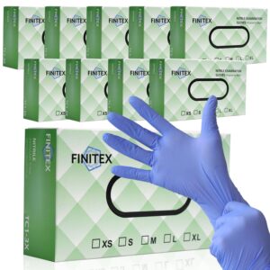 finitex nitrile disposable medical exam gloves - purple 3.2 mil powder-free latex-free gloves 1000 pcs examination home cleaning food gloves (large)