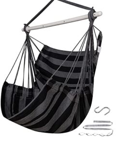 advokair hammock chair swing (500 lbs max) - hanging hammock chair rope swing indoor for bedroom, outdoor, patio, bedroom, porch, deck - sturdy steel bar with anti-slip safety rings