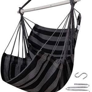 ADVOKAIR Hammock Chair Swing (500 lbs Max) - Hanging Hammock Chair Rope Swing Indoor for Bedroom, Outdoor, Patio, Bedroom, Porch, Deck - Sturdy Steel Bar with Anti-Slip Safety Rings