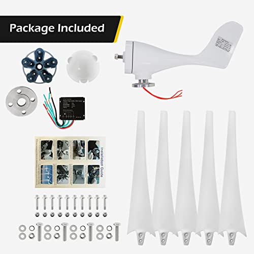 Dyna-Living 12V 500W Wind Turbine Generator Kit 5 Blades Wind Turbines Motor with Charge Controller Power Generation Windmill for Home (Not Included Mast)