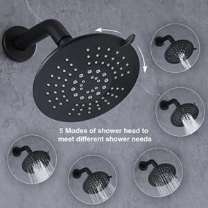 NIITAWH Matte Black 3 Handle Shower Faucet Set with Rotatable Tub Spout, Tub and Shower Trim Kit with Valve