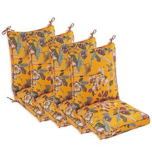 makimoo set of 4 outdoor dining chair cushions, comfort patio seating cushions, 44 x21x4.5 inch, single welt and zipper, sunset blossom orange