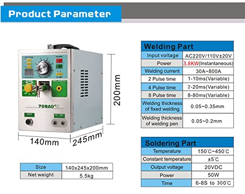 QHYXT 110V-220V Soldering Station Portable,3 in 1 709AD+ Battery Pulse Spot Welder,for 18650 Pack Welding + Lithium Welding Pen Machine,Induction Automatic Spot Welding Machine CE