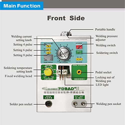 QHYXT 110V-220V Soldering Station Portable,3 in 1 709AD+ Battery Pulse Spot Welder,for 18650 Pack Welding + Lithium Welding Pen Machine,Induction Automatic Spot Welding Machine CE