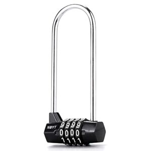 nbyt 4-digit combination padlock, door handle padlock, suitable for lockers, filing cabinets, wardrobes, small fences, sheds, pet door locks. (4in (d3/16")) black