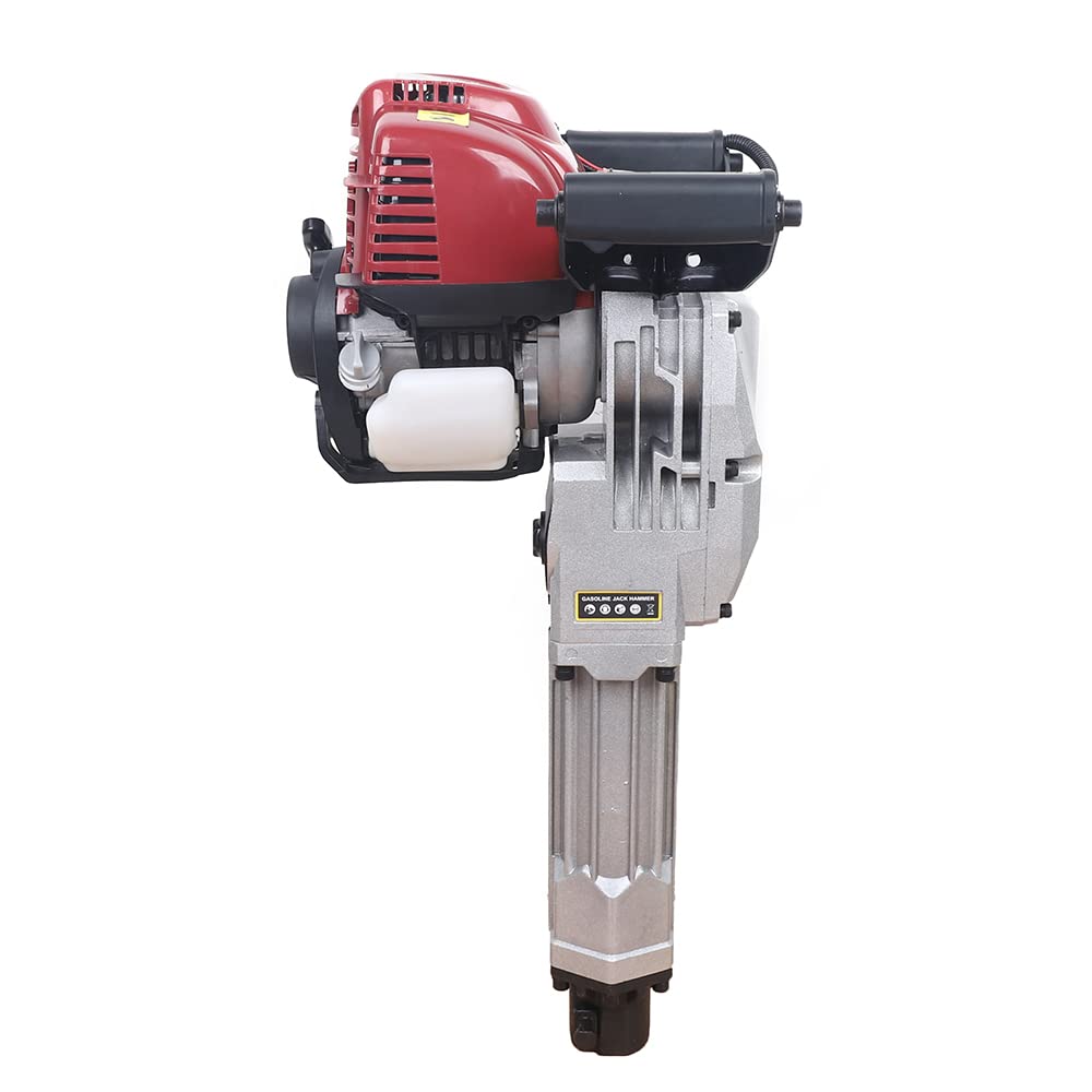 Commercial 4 Stroke Demolition Jackhammer Multifunctional Gasoline Hammer Demolition Jack Hammer Engine Gas Powered Concrete Breaker 2x Chisel (Red)