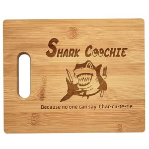 13inch shark coochie charcuterie board | handmade cutting boards | bamboo board | laser engraved | sharkcootie cutting board shark board